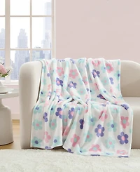 Betsey Johnson Retro Daisy Toss Printed Plush Throw, 70" X 50"