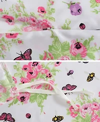 Betsey Johnson Queen Bee Floral Bouquet Satin 3-Pc. Duvet Cover Set, Full/Queen