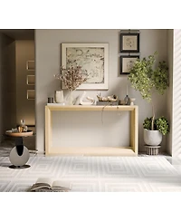 Streamdale Furniture 60" Rectangular Solid Wood Veneer Console Table, Wide Sofa Table, Oak Wash