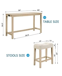 Streamdale Furniture Streamdale 4-Piece Bar Table Set with Power Outlet & 3 Padded Stools