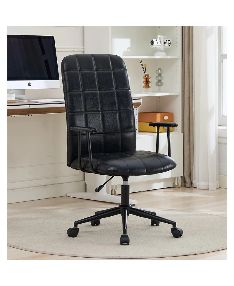 Streamdale Antique Black Pu leather office chair, 2-set, high back, adjustable, swivel.