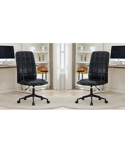 Streamdale Antique Black Pu leather office chair, 2-set, high back, adjustable, swivel.