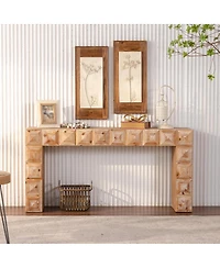 Streamdale Furniture Rustic Geometric Carved Console Table