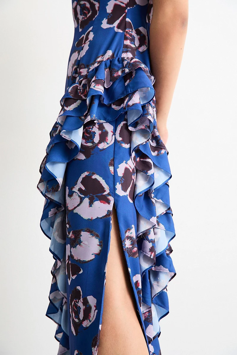 Warehouse Women's Side Split Ruffle Detail Maxi Dress