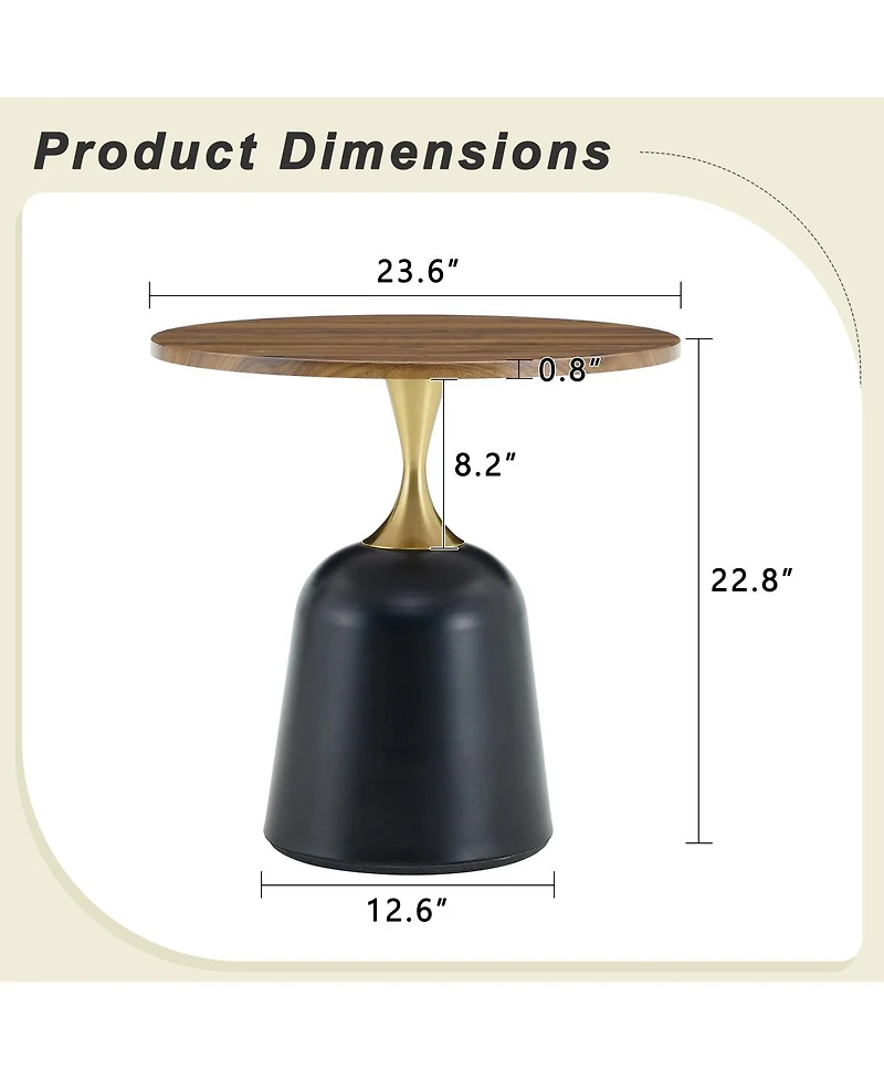Streamdale Furniture Circular side table with metal base and walnut wood grain