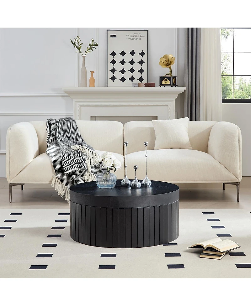 Streamdale Furniture Modern Round Coffee Table with Storage Accent Tea Table
