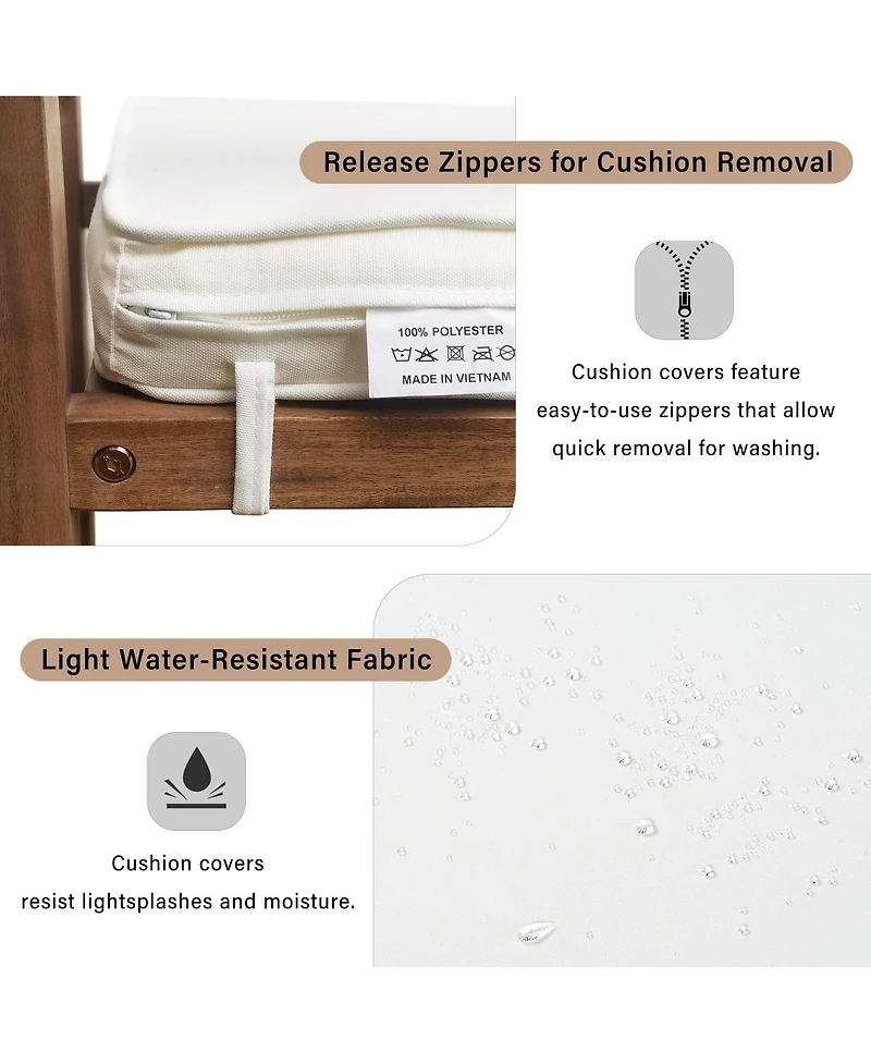 Streamdale Furniture Acacia Wood Outdoor Dining Set with Cushions - 7 Pieces