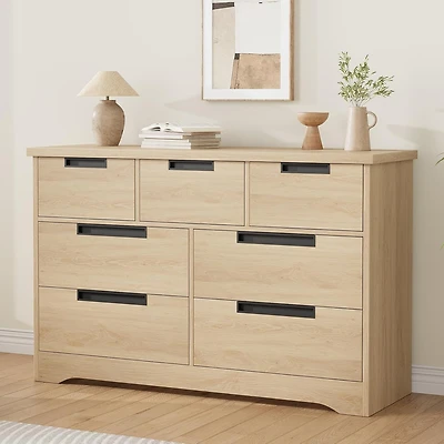 gaomon 7-Drawer Dresser, Modern Double Chest of Drawers with Embedded Handles Design