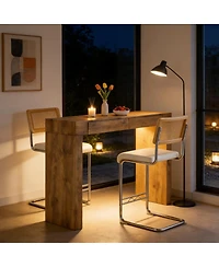 Streamdale Furniture Pu leather bar chair & wood grain bar table set with storage