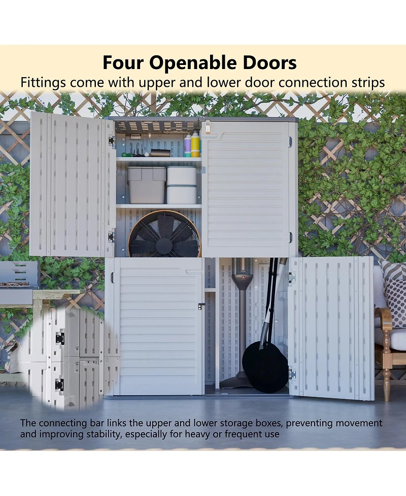Streamdale Furniture Rust Proof Resin Garden Storage with Partitions - Weatherproof, Spacious, Uv Resistant