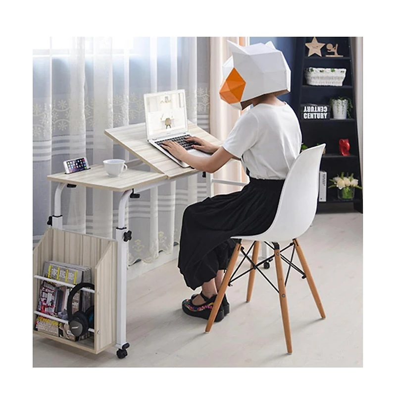 gaomon Overbed Laptop Table with Wheels, Adjustable Desk Cart with Tilt Board, Rolling Bed Eating Table for Home & Hospital