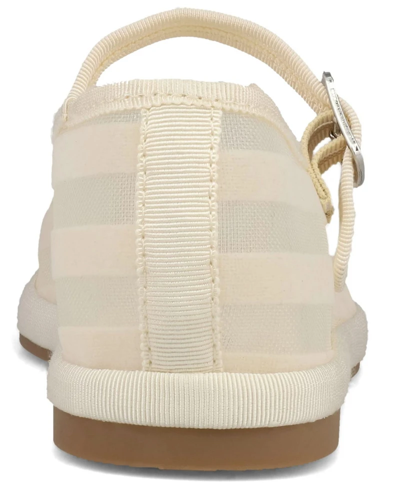 Mia Women's Morocco Striped Mesh Mary Jane Buckle-Strap Ballet Flats