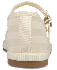 Mia Women's Morocco Striped Mesh Mary Jane Buckle-Strap Ballet Flats