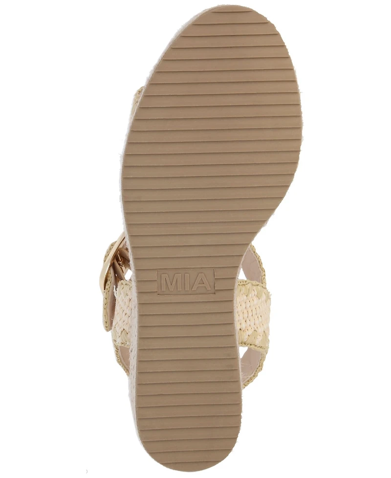 Mia Women's Beverlee Raffia Ankle-Strap Espadrille Wedge Sandals