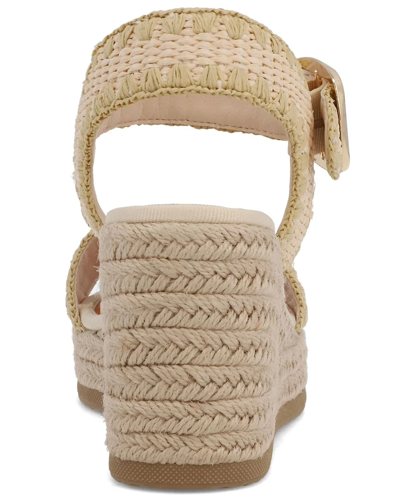 Mia Women's Beverlee Raffia Ankle-Strap Espadrille Wedge Sandals