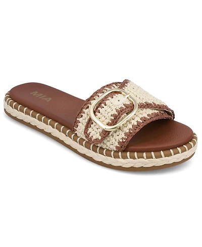 Mia Women's Sabriel Woven Raffia Slide Sandals
