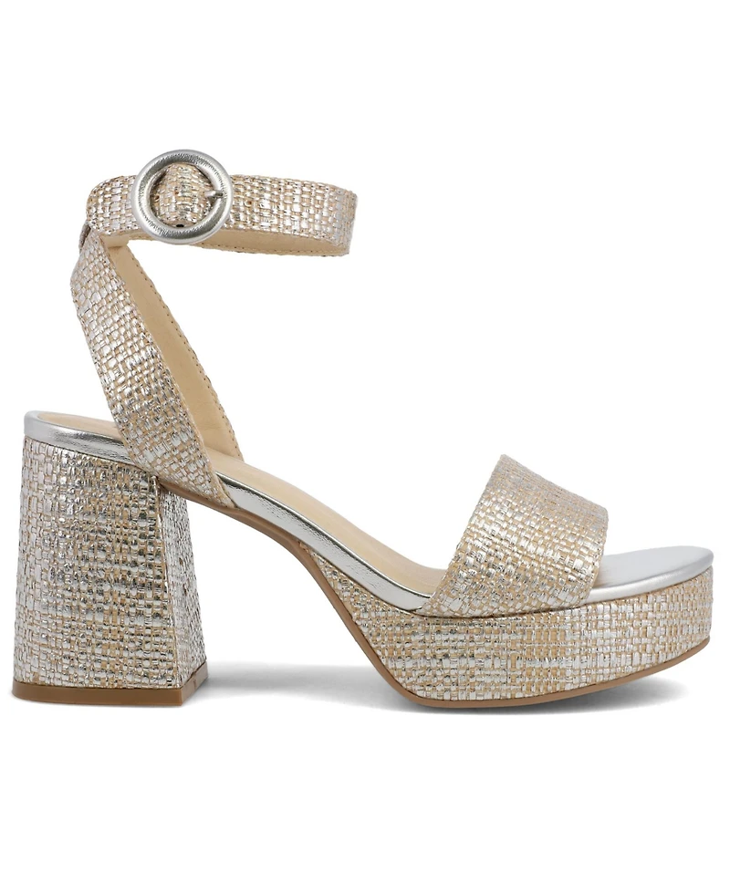 Mia Women's Renee Raffia Block Heel Platform Sandals