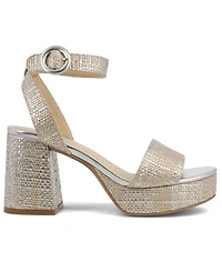 Mia Women's Renee Raffia Block Heel Platform Sandals