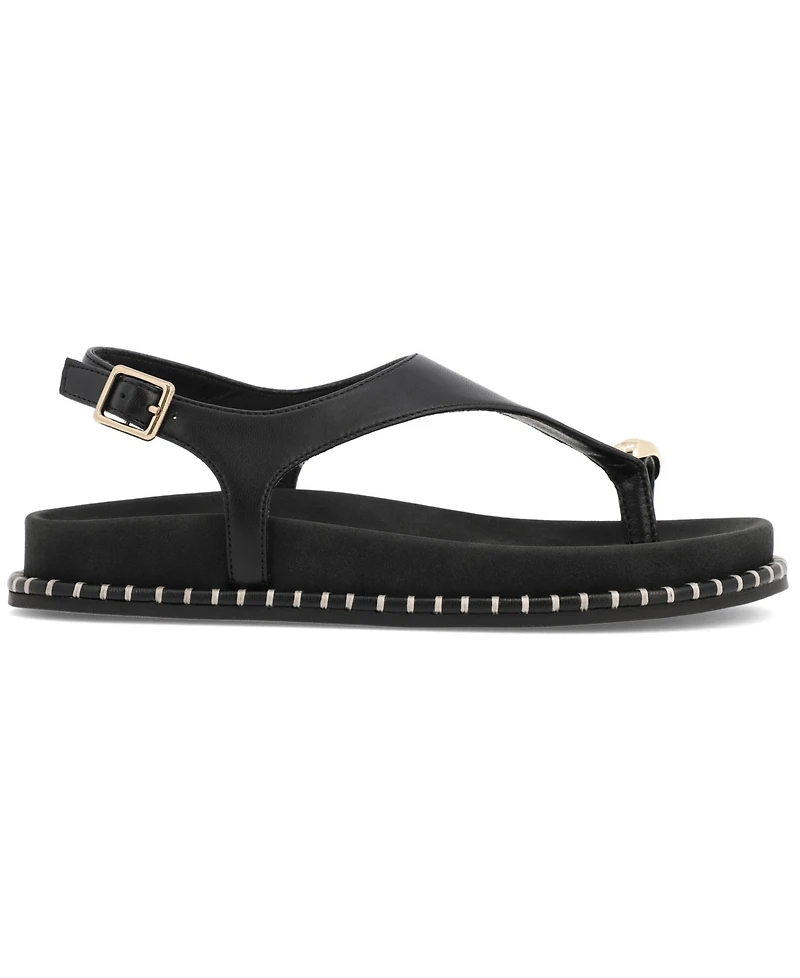 Mia Women's Leilah Slingback Buckle-Strap Round-Toe Thong Sandals