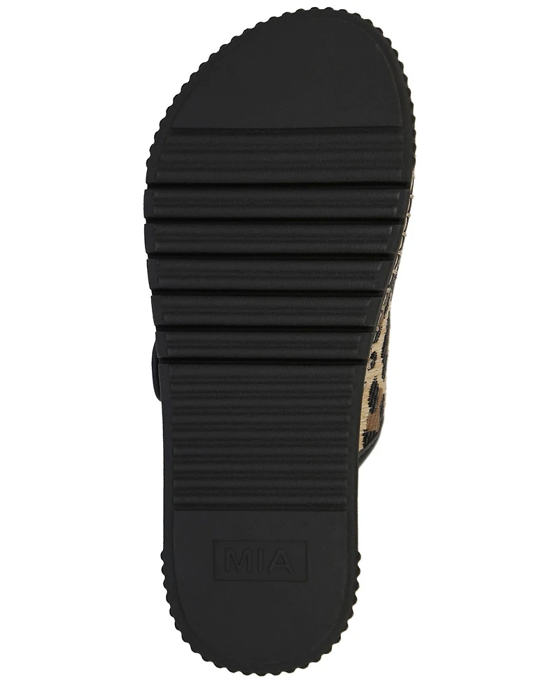 Mia Women's Jimenna Double Buckle Slip-On Flatform Casual Sandals