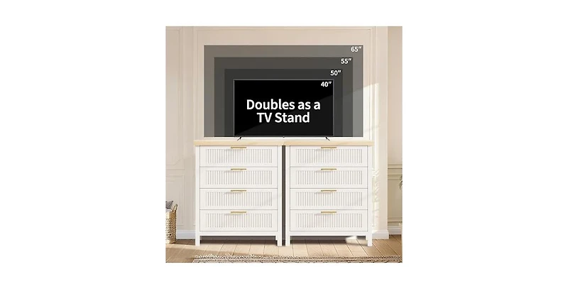 gaomon Fluted Dresser for Bedroom, Chest of Dressers for Closet with Fluted Dressers Chest with Clothes Storage