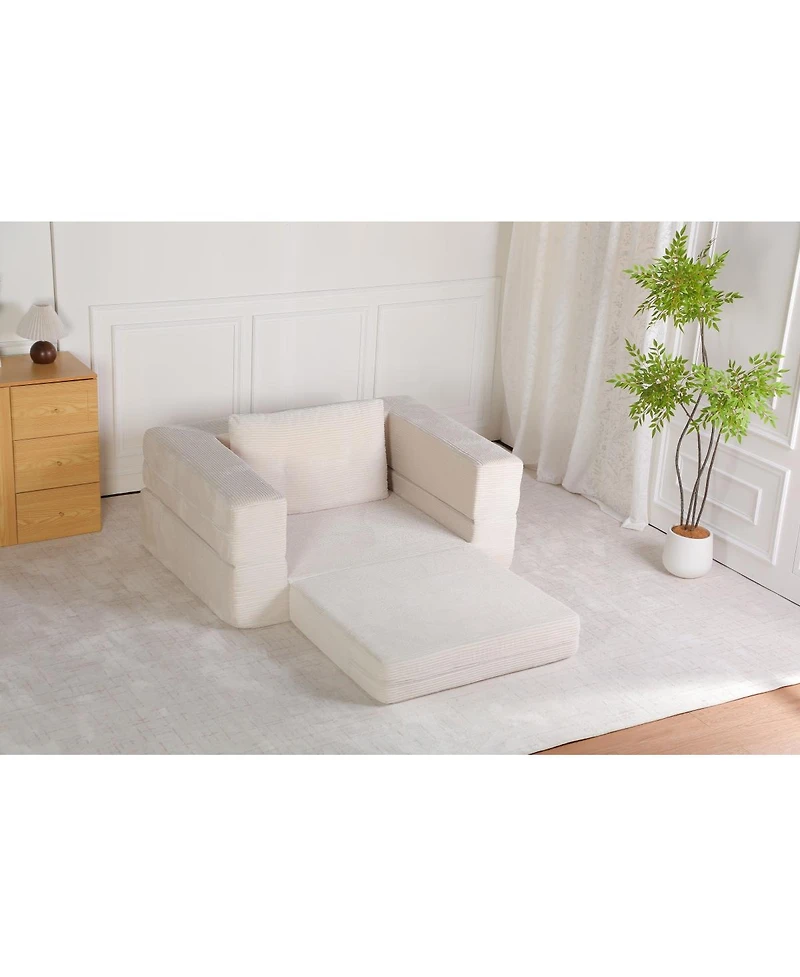 Streamdale Furniture Compression Human Dog Sofa Bed, Modern Floor Couch w/Pillow