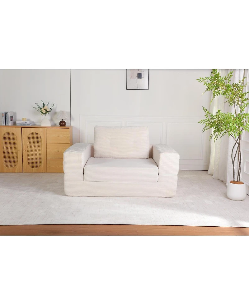 Streamdale Furniture Compression Human Dog Sofa Bed, Modern Floor Couch w/Pillow