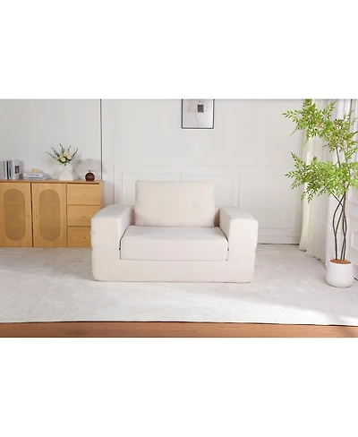 Streamdale Furniture Compression Human Dog Sofa Bed, Modern Floor Couch w/Pillow