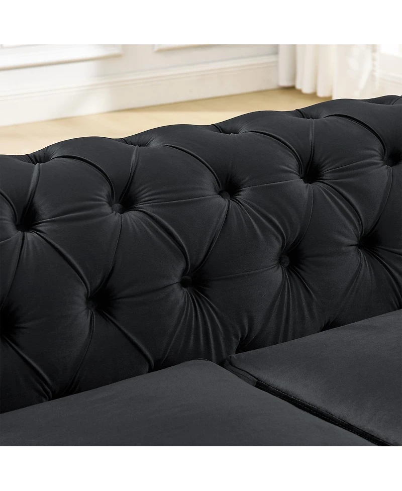 Streamdale Furniture Velvet Chesterfield Couch Set: 84.6" Sofa, 62.6" Loveseat