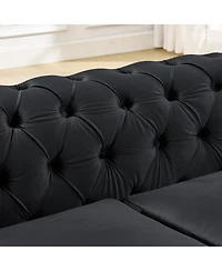Streamdale Furniture Velvet Chesterfield Couch Set: 84.6" Sofa, 62.6" Loveseat