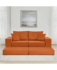 Streamdale Furniture Modular Cloud Sectional Couch, Modern L-Shaped Sofa with Ottoman