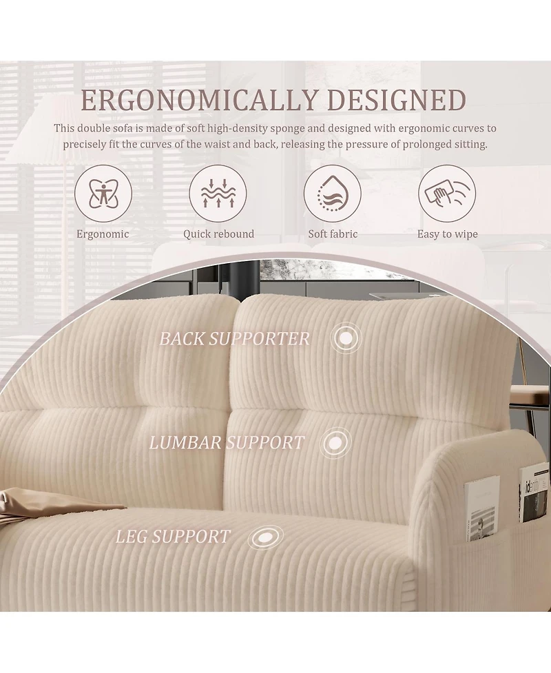 Streamdale Furniture Comfortable monochrome corduroy double sofa for living rooms & bedrooms