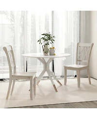 Gymax Solid Wood Dining Chair Set of 4 Armless Kitchen Chairs w/ Rubber Wood Frame Cross Back