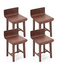 Gymax Swivel Dining Chair Set of 4 Farmhouse Wooden Kitchen Chairs Armless Side Chairs