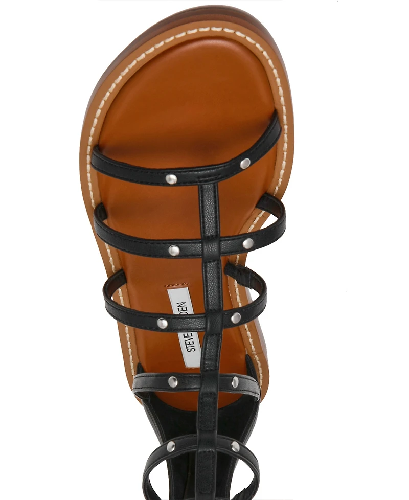 Steve Madden Women's Gladius Knee-High Strappy Flat Round Toe Gladiator Sandals