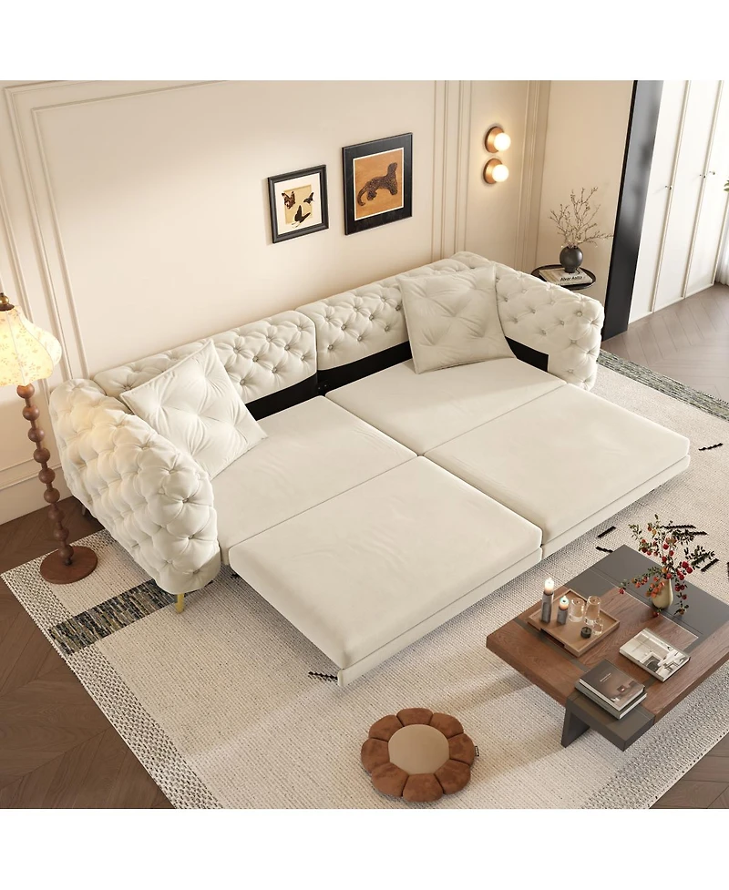 Streamdale Furniture 97.7" 3-in-1 Convertible Sleeper Sofa with Pull Out Bed & Ottoman