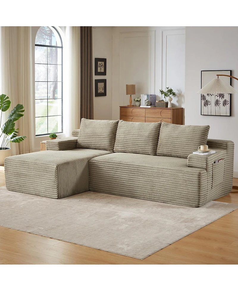 Streamdale Furniture L-Shaped Cloud Sectional Sofa, Camel