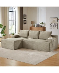 Streamdale Furniture L-Shaped Cloud Sectional Sofa, Camel