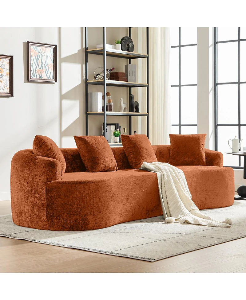 Streamdale Furniture Curved Loveseat with 3 Pillows, Deep Seat Couch for Apartment