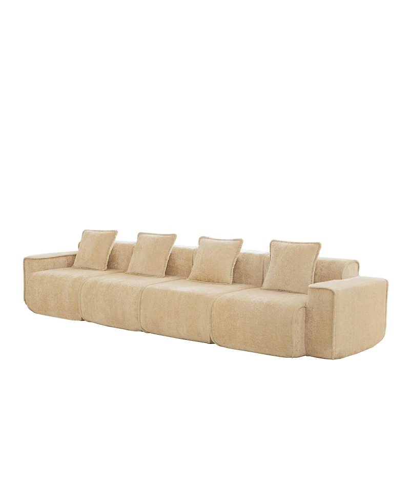 Streamdale Furniture Deep Seat Modular 4-Seat Boneless Sofa with French Edge Piping, No Assembly Required