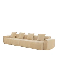 Streamdale Furniture Deep Seat Modular 4-Seat Boneless Sofa with French Edge Piping, No Assembly Required