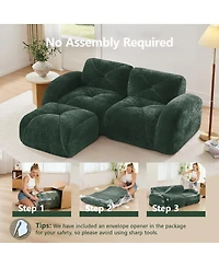 Streamdale Furniture L-shaped Boneless Sofa, Soft Velvet, Tufted, 32D Sponge, No Assembly