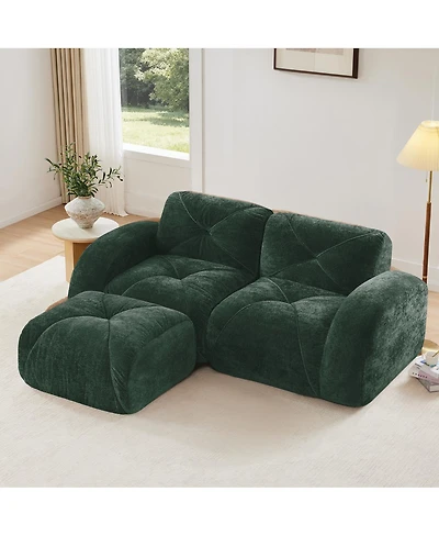 Streamdale Furniture L-shaped Boneless Sofa, Soft Velvet, Tufted, 32D Sponge, No Assembly