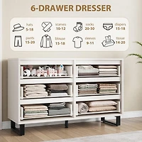 gaomon 6-Drawer Bedroom Dresser, 47.2" Wide Freestanding Wooden Storage Chest for Living Room & Entryway