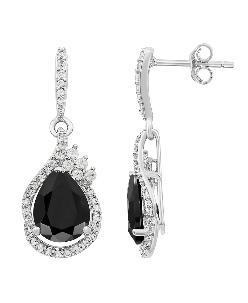 Macy's Onyx and White Topaz (5/8 ct. t.w.) Drop Earrings in Sterling Silver