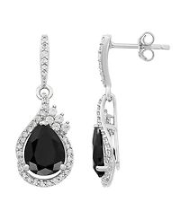 Macy's Onyx and White Topaz (5/8 ct. t.w.) Drop Earrings in Sterling Silver
