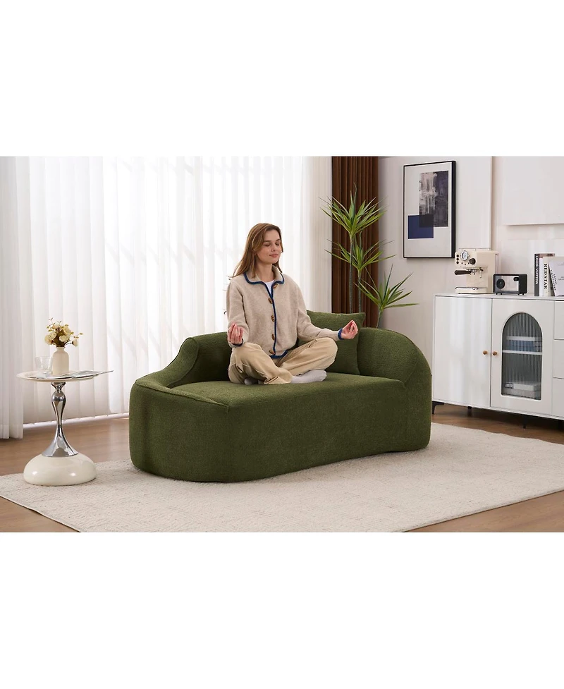 Streamdale Furniture Compression Curved Chaise Longue Indoor, Modern Chenille Loveseat Couch