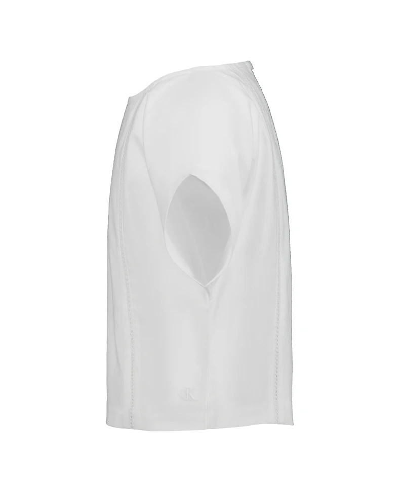 Calvin Klein Girls' 8-16 Poplin Short-Sleeve Flutter Top