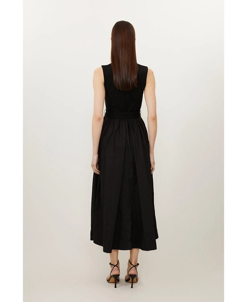 Karen Millen Women's Square Neck Belted Maxi Dress