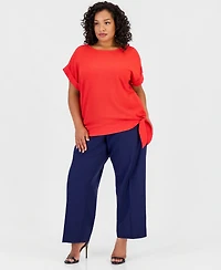 Jones New York Plus Dolman-Sleeve Tie-Hem Top